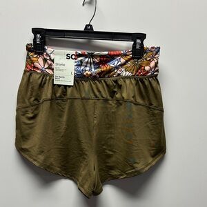 SO Women's Olive Green Shorts with Floral Waistband